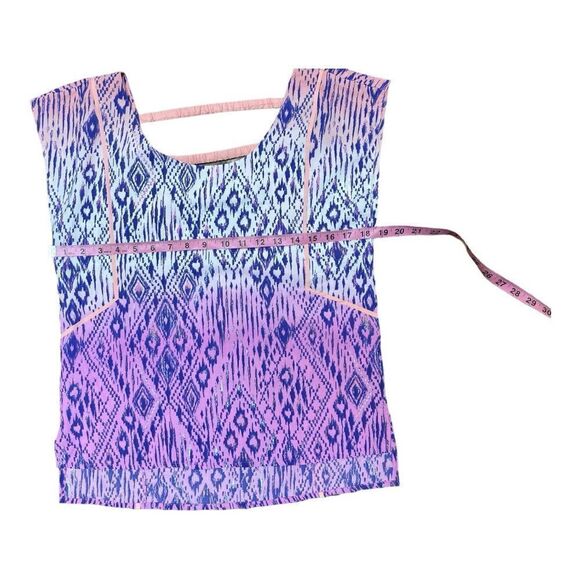 NWT American Eagle Outfitters Purple Blue Ikat Top Sz S Open Back Loose Fit - Picture 3 of 7